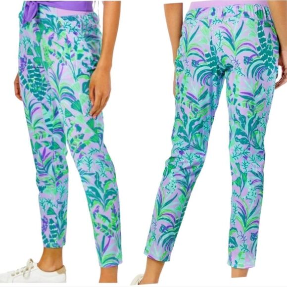 Lilly Pulitzer Tropical Print Leggings in Purple and Green - Picture 2 of 14